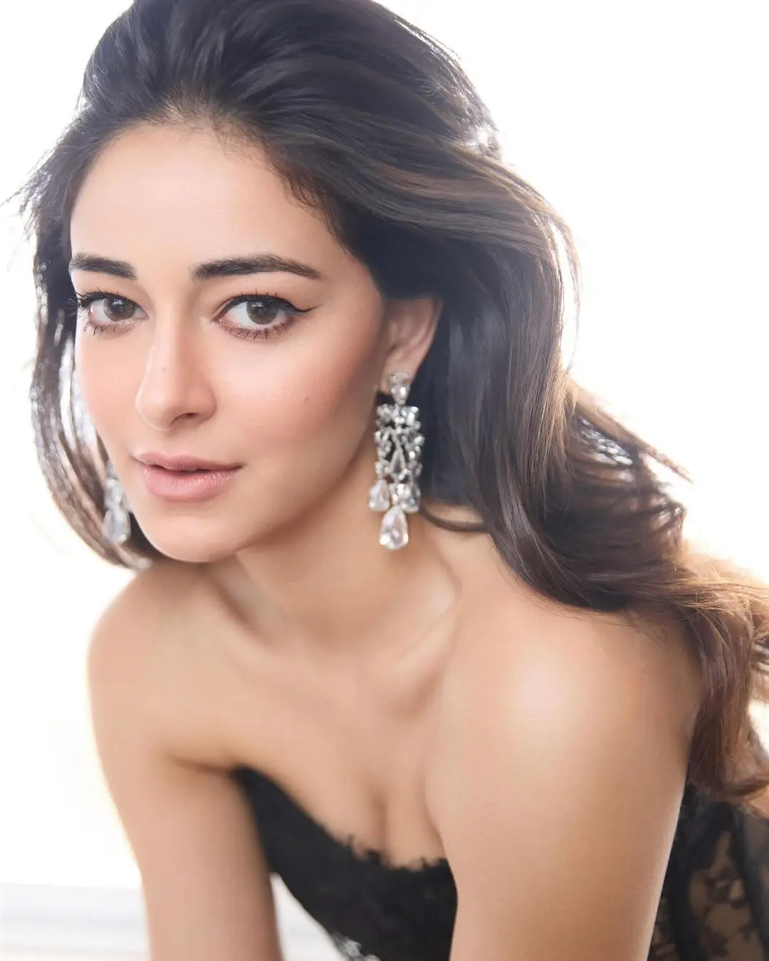 Hindi Actress Ananya Panday In Black Designer Lehenga Choli